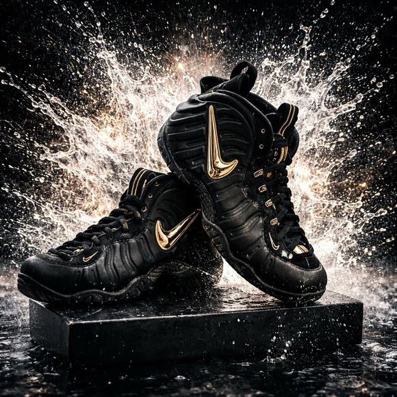 Nike Air Foamposite Pro Black Metallic Gold Mens Size 11 OG BOX 2018
